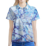 Blue Marble Print Women's Polo Shirt