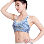 Blue Marble Print Women's Sports Bra