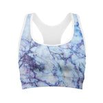 Blue Marble Print Women's Sports Bra