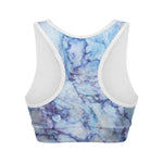 Blue Marble Print Women's Sports Bra