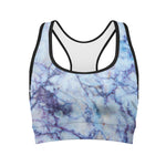 Blue Marble Print Women's Sports Bra