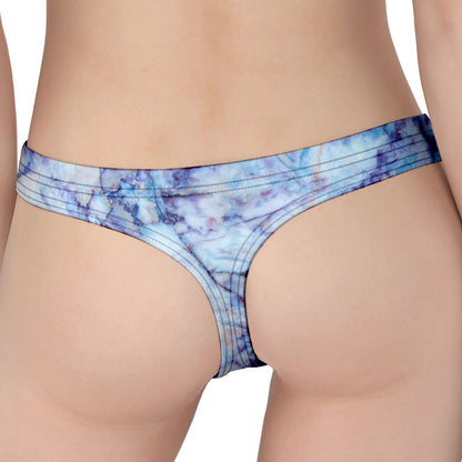 Blue Marble Print Women's Thong
