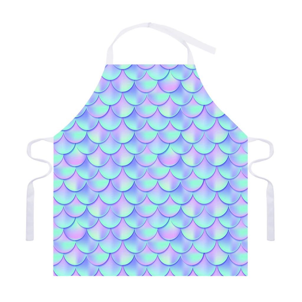 Blue Mermaid Scales Pattern Print Adjustable Apron