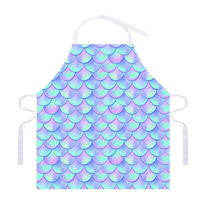 Blue Mermaid Scales Pattern Print Adjustable Apron