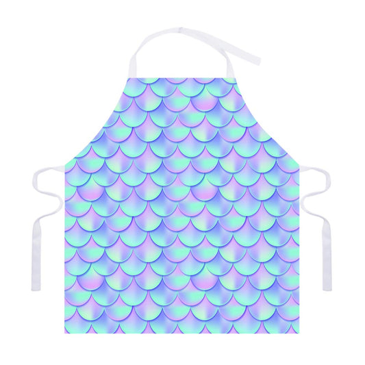 Blue Mermaid Scales Pattern Print Adjustable Apron