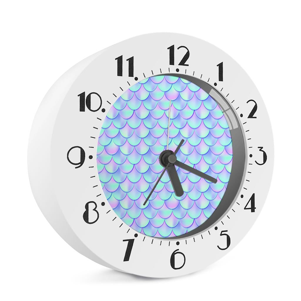 Blue Mermaid Scales Pattern Print Alarm Clock