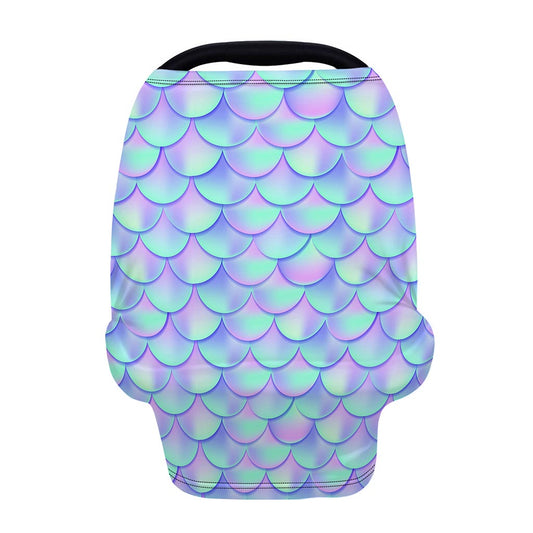 Blue Mermaid Scales Pattern Print Baby Seat Cover