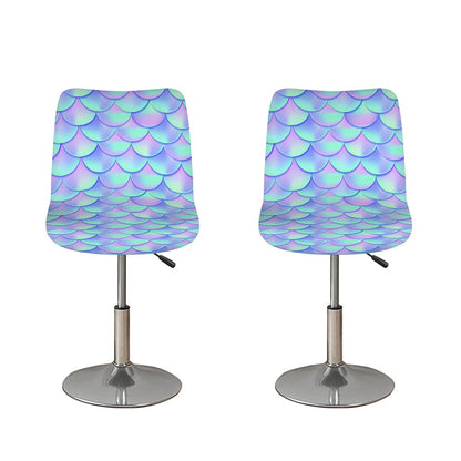 Blue Mermaid Scales Pattern Print Bar Stool Covers