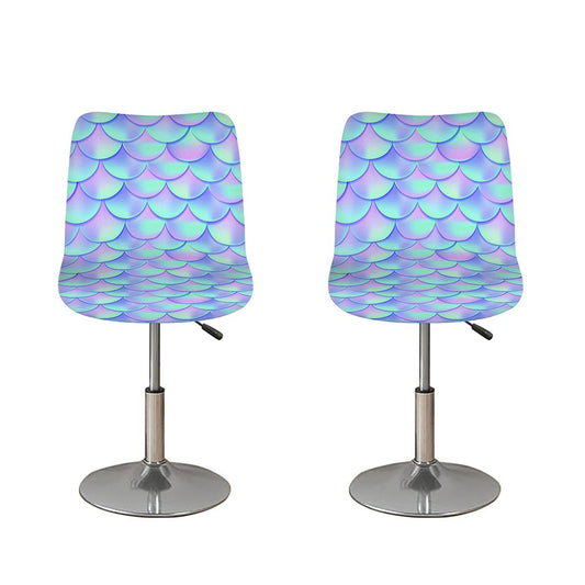 Blue Mermaid Scales Pattern Print Bar Stool Covers