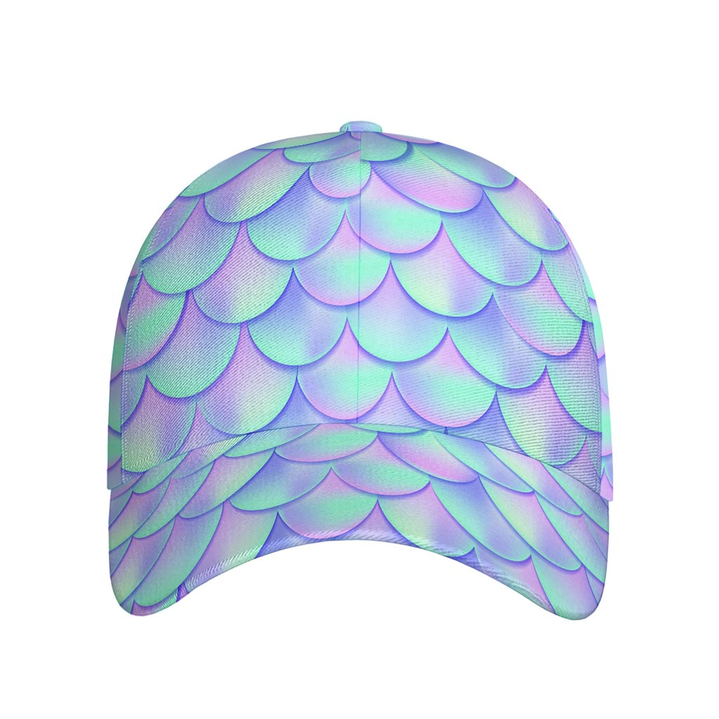 Blue Mermaid Scales Pattern Print Baseball Cap