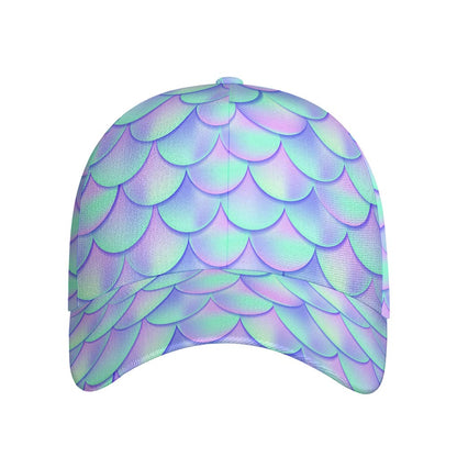 Blue Mermaid Scales Pattern Print Baseball Cap