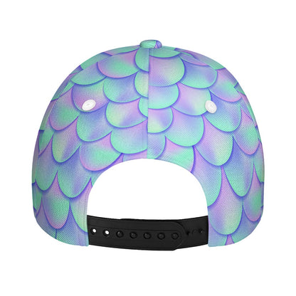 Blue Mermaid Scales Pattern Print Baseball Cap
