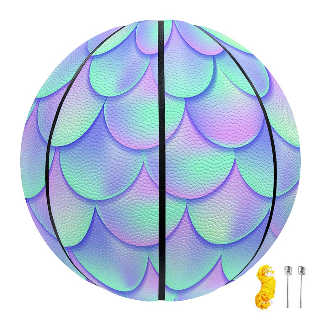 Blue Mermaid Scales Pattern Print Basketball