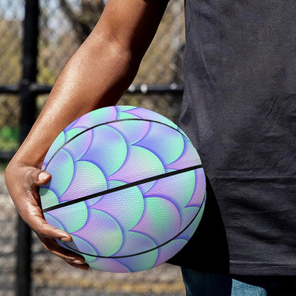 Blue Mermaid Scales Pattern Print Basketball
