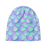 Blue Mermaid Scales Pattern Print Beanie
