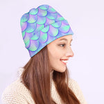 Blue Mermaid Scales Pattern Print Beanie