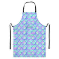 Blue Mermaid Scales Pattern Print Bib Apron With Pocket
