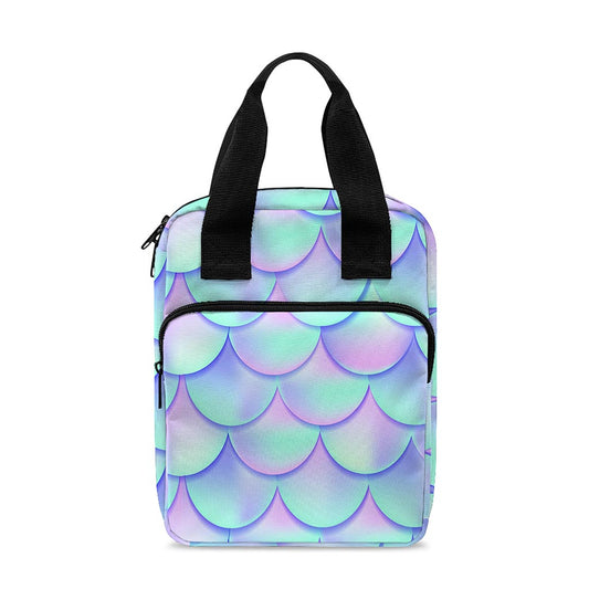Blue Mermaid Scales Pattern Print Bible Tote Bag