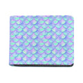 Blue Mermaid Scales Pattern Print Bifold Wallet