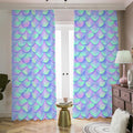 Blue Mermaid Scales Pattern Print Dimout Pencil Pleat Curtains