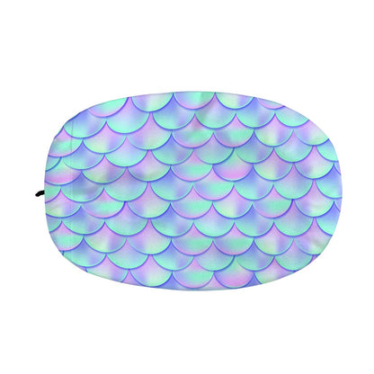 Blue Mermaid Scales Pattern Print Car Side Mirror Covers