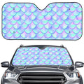 Blue Mermaid Scales Pattern Print Car Windshield Sun Shade