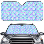 Blue Mermaid Scales Pattern Print Car Windshield Sun Shade