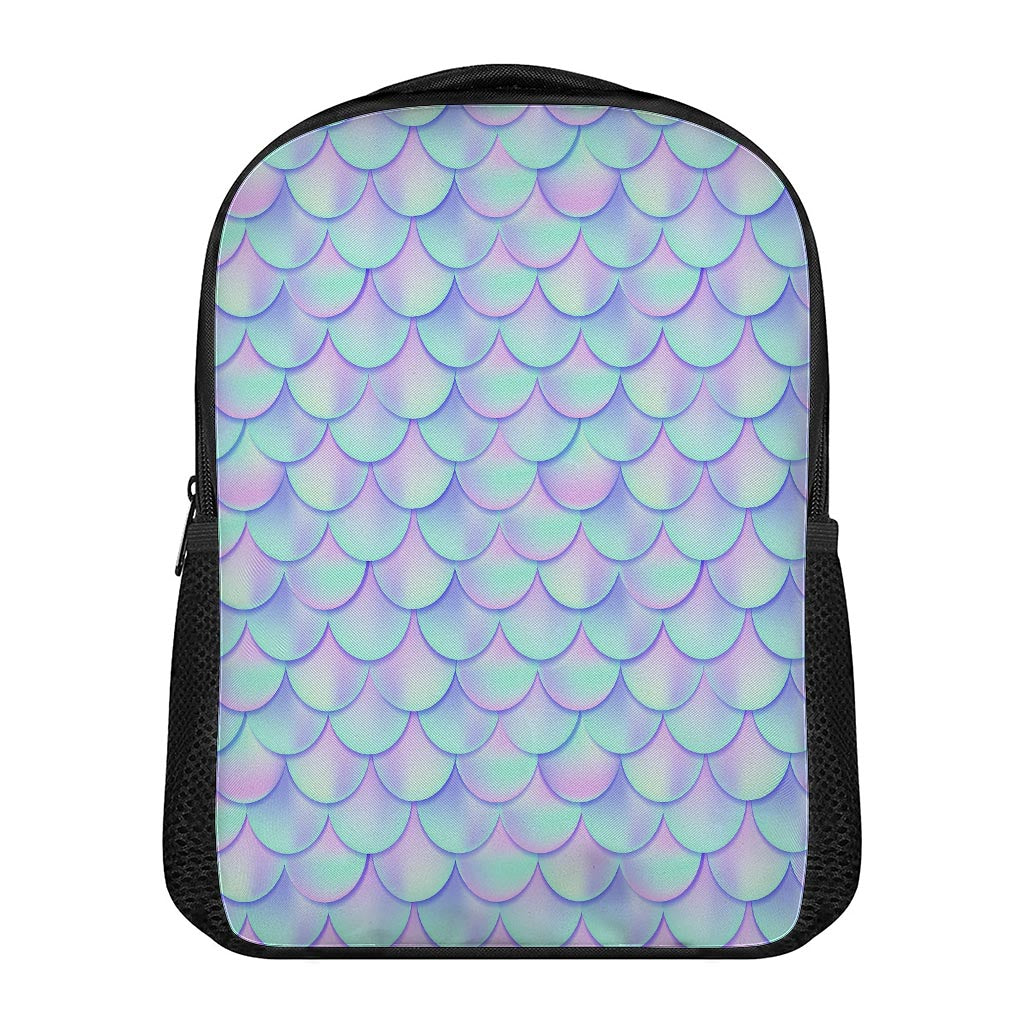 Blue Mermaid Scales Pattern Print Casual Backpack