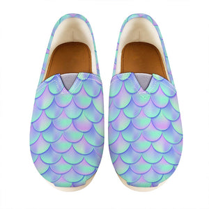 Blue Mermaid Scales Pattern Print Casual Shoes