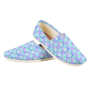 Blue Mermaid Scales Pattern Print Casual Shoes