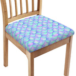 Blue Mermaid Scales Pattern Print Chair Cushion Cover