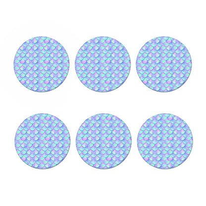Blue Mermaid Scales Pattern Print Coaster Set