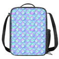 Blue Mermaid Scales Pattern Print Crossbody Lunch Bag