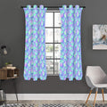 Blue Mermaid Scales Pattern Print Grommet Curtain Panels