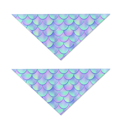 Blue Mermaid Scales Pattern Print Dog Bandana