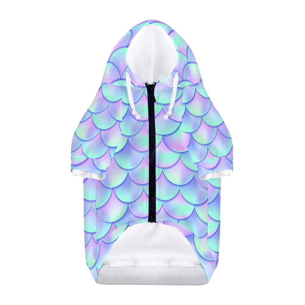 Blue Mermaid Scales Pattern Print Dog Zip Up Hoodie