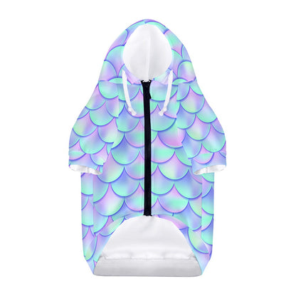 Blue Mermaid Scales Pattern Print Dog Zip Up Hoodie