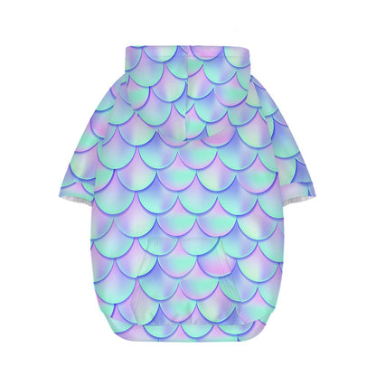 Blue Mermaid Scales Pattern Print Dog Zip Up Hoodie