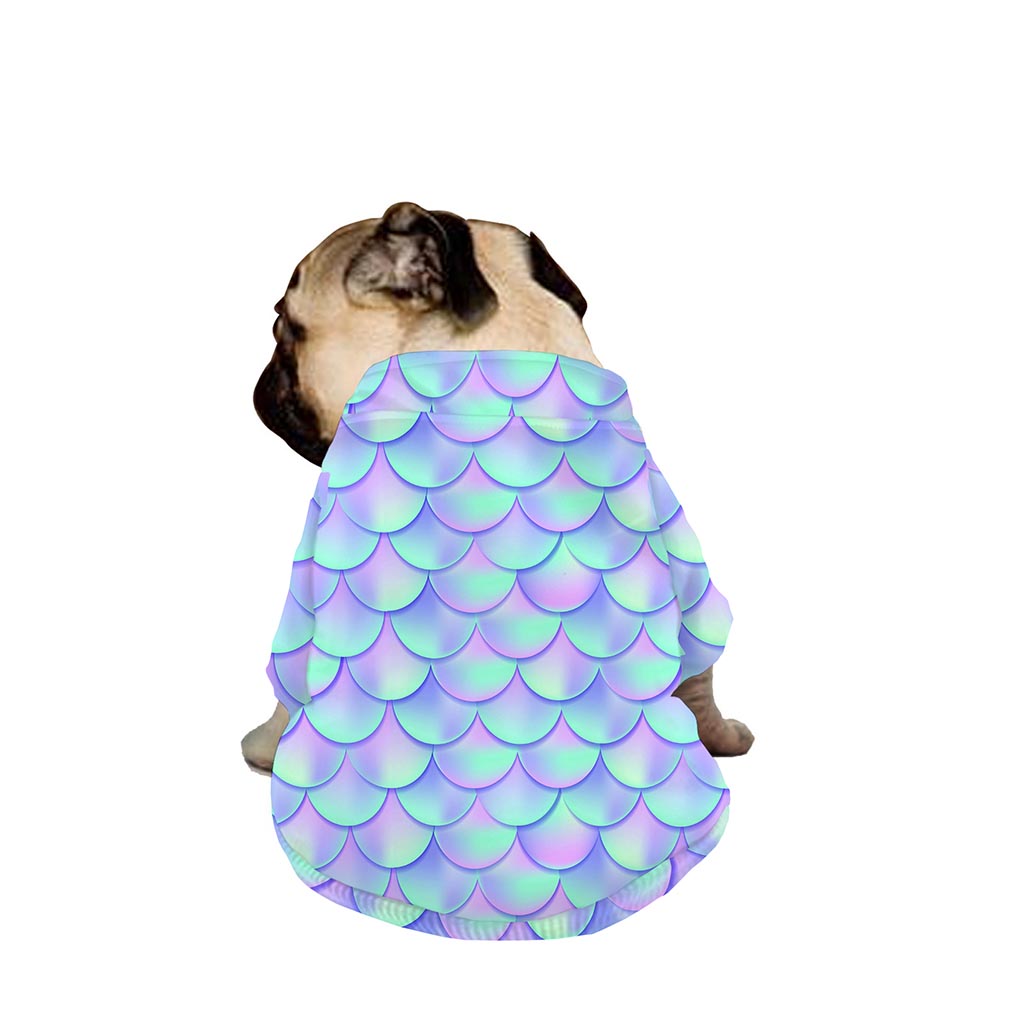 Blue Mermaid Scales Pattern Print Dog Zip Up Jacket