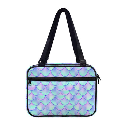 Blue Mermaid Scales Pattern Print Double Strap Bible Bag