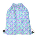Blue Mermaid Scales Pattern Print Drawstring Bag