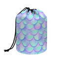 Blue Mermaid Scales Pattern Print Drawstring Makeup Bag