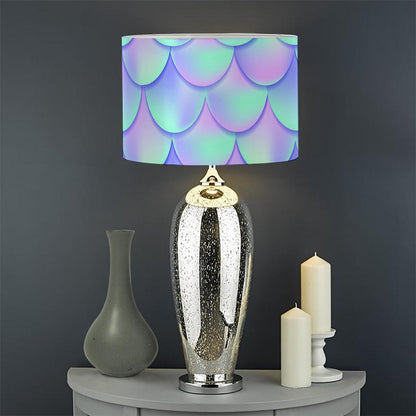 Blue Mermaid Scales Pattern Print Drum Lamp Shade