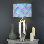 Blue Mermaid Scales Pattern Print Drum Lamp Shade