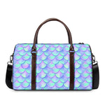 Blue Mermaid Scales Pattern Print Duffle Bag