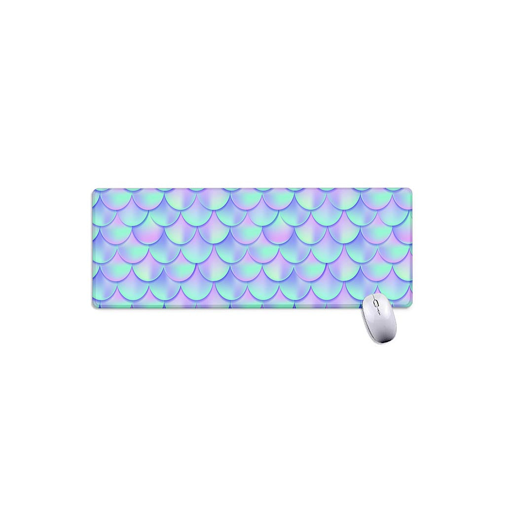 Blue Mermaid Scales Pattern Print Extended Mouse Pad
