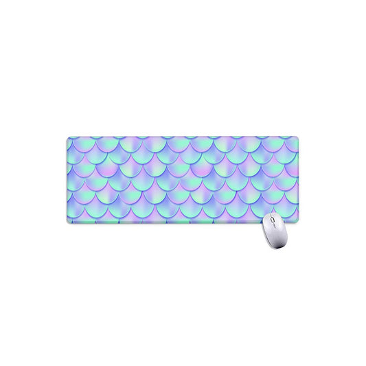 Blue Mermaid Scales Pattern Print Extended Mouse Pad