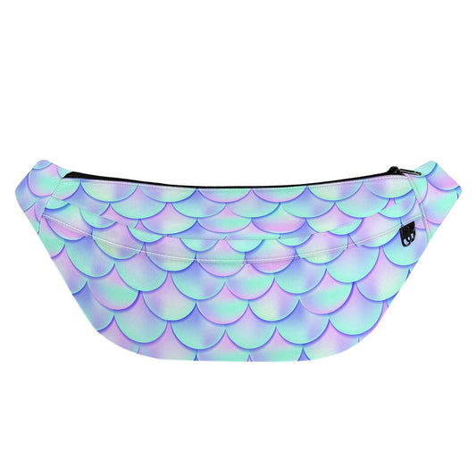Blue Mermaid Scales Pattern Print Fanny Pack