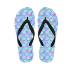 Blue Mermaid Scales Pattern Print Flip Flops