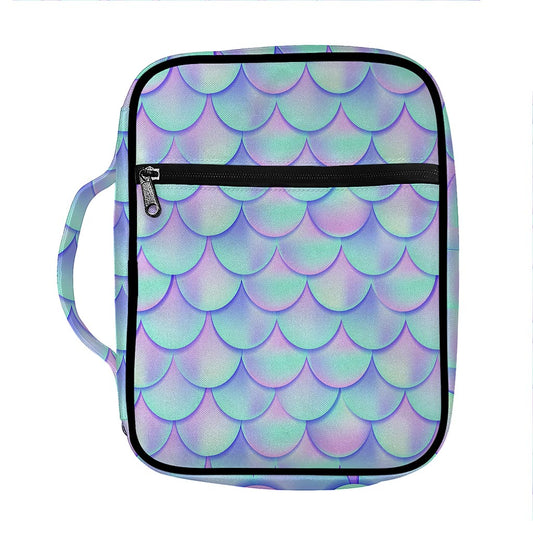Blue Mermaid Scales Pattern Print Front Pocket Bible Bag